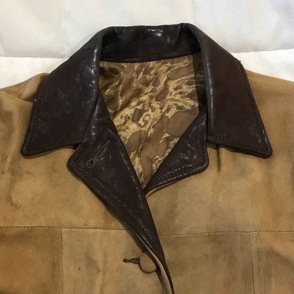 Vintage Joo-Kay Classic Tan and Brown Leather Jacket size 12 - Picture 4 of 14